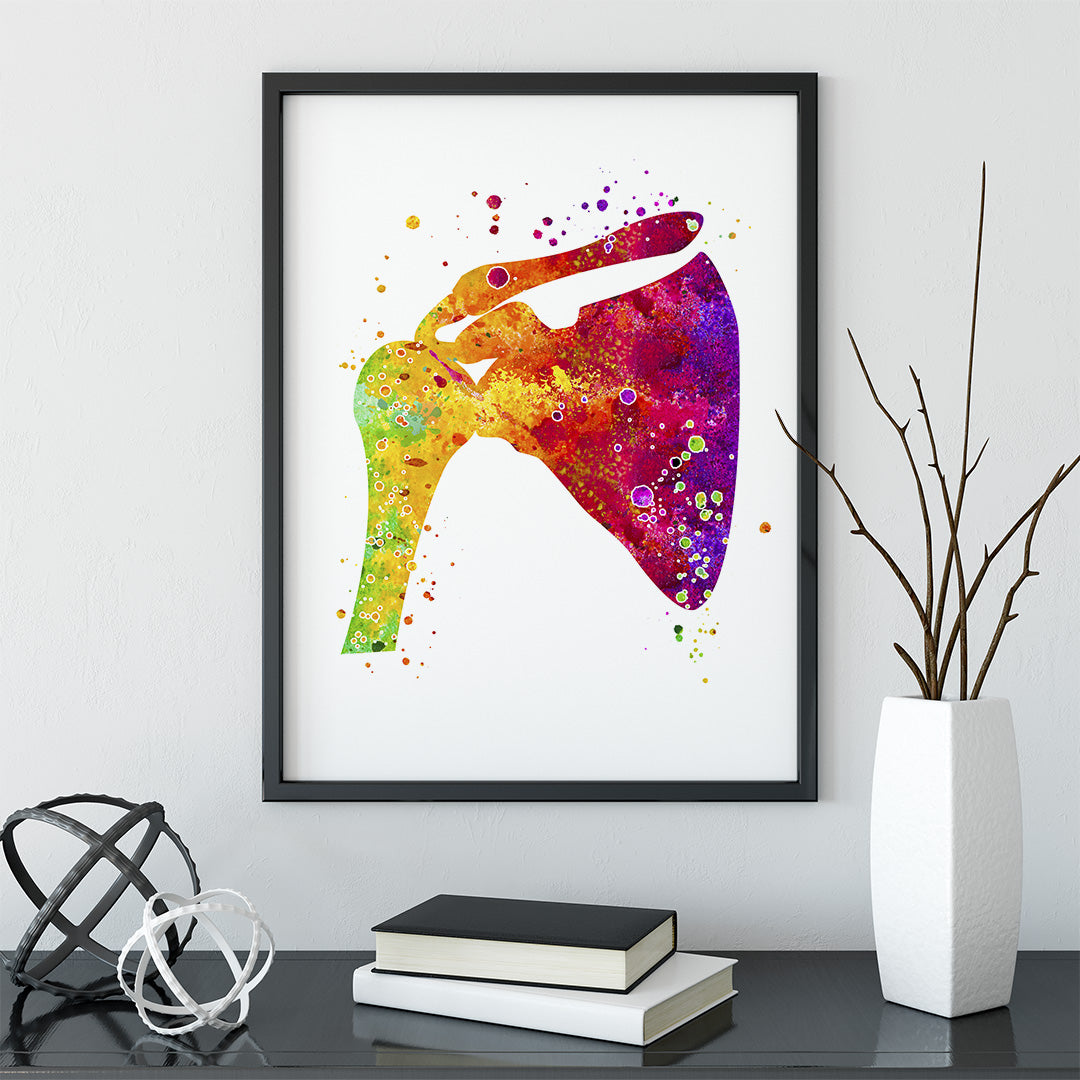 Human Shoulder Vibrant Watercolor Anatomy Art Print