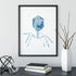 Microbiology Art Virus Blue Watercolor Art Print