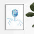 Microbiology Art Virus Blue Watercolor Art Print