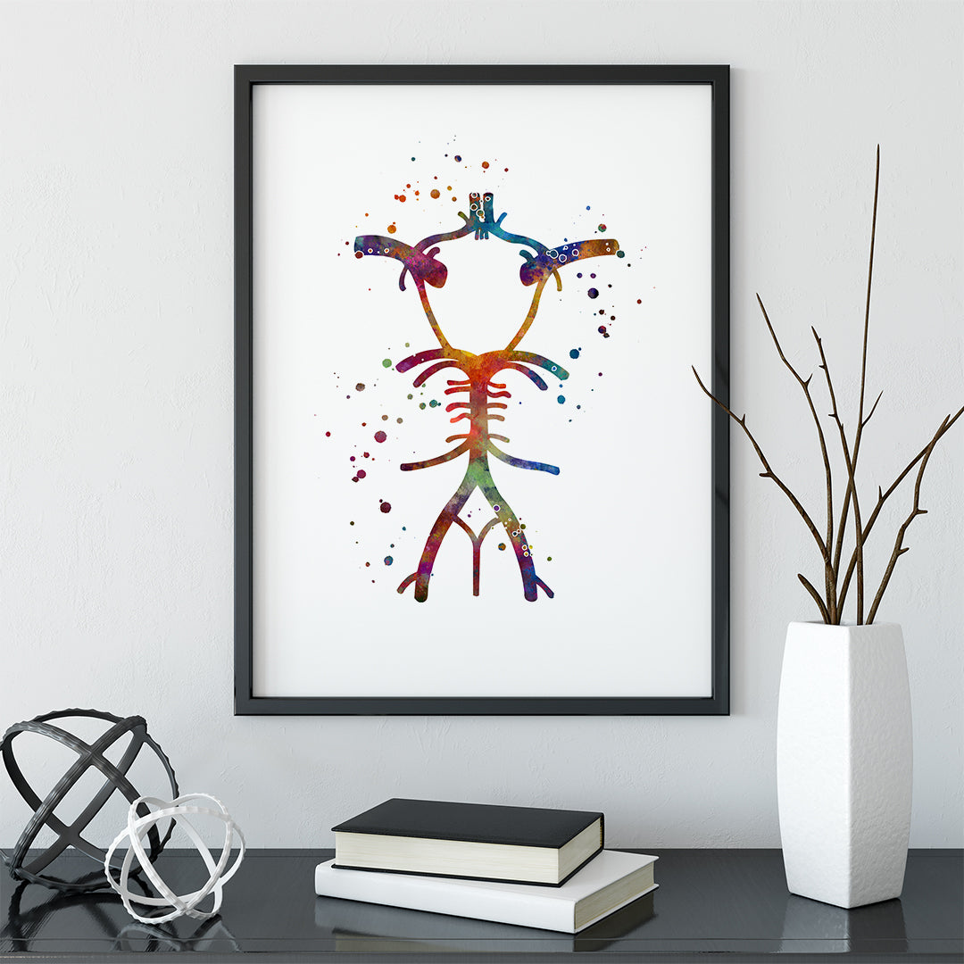 Bright Circle of Willis Anatomy Watercolor Print, an ideal educational decor piece for neurology and anatomy classrooms