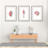 Watercolor Heart Brain and Skeleton Set of 3 prints