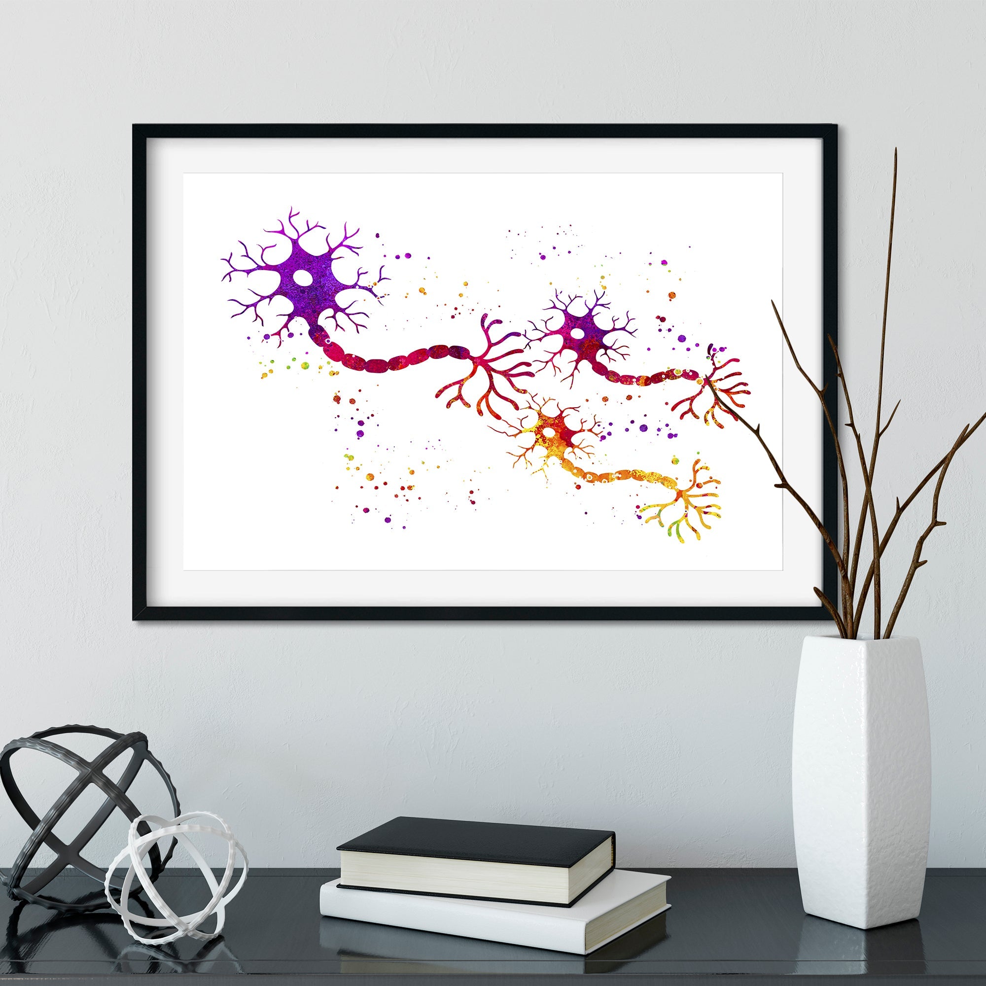 Connexion Of Neurons Watercolor Art Print