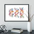 Science-themed DNA molecule artwork in bold colors for inspiring classroom or lab wall decor.