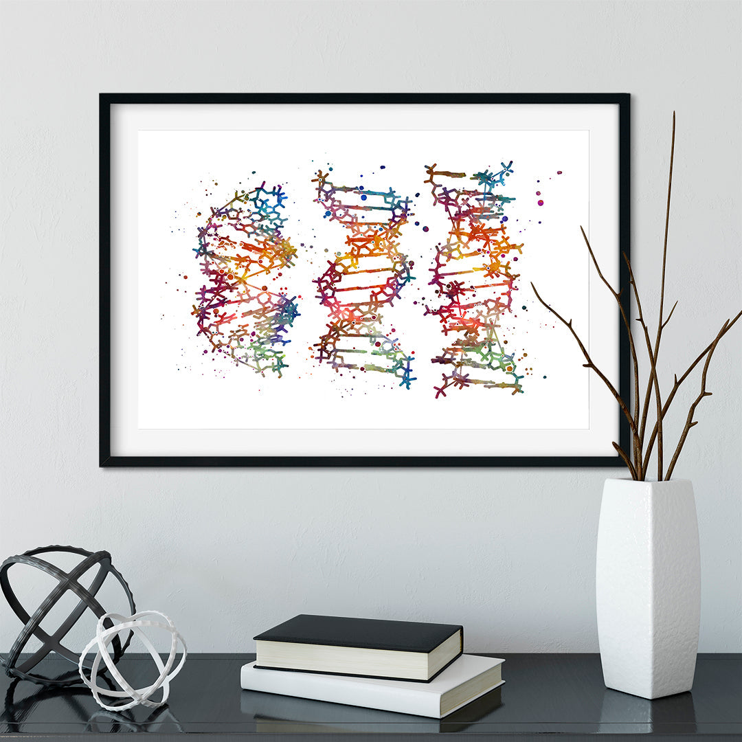 DNA Science Art Watercolor Print