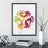 Endocrinology poster featuring insulin structure in multicolored watercolor. Perfect decor for doctors, students, or anyone in the medical field.