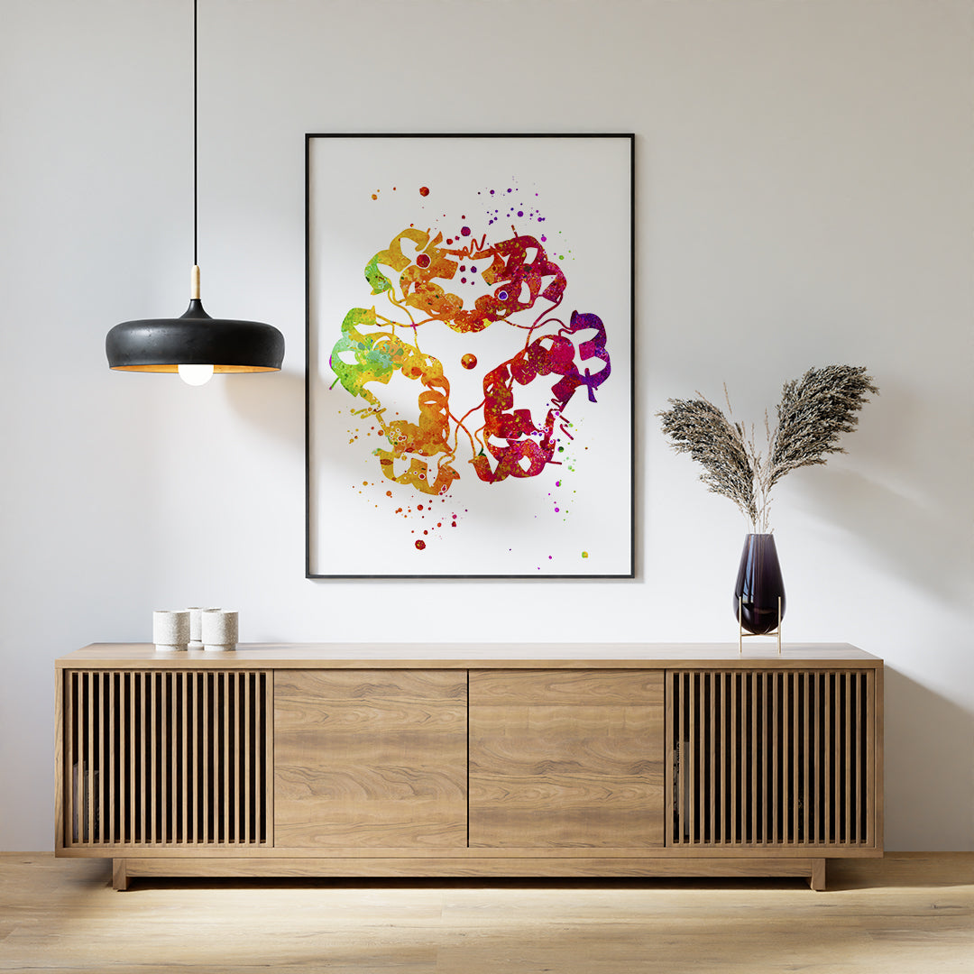 Insulin Molecule Watercolor Print Endocrinology Art