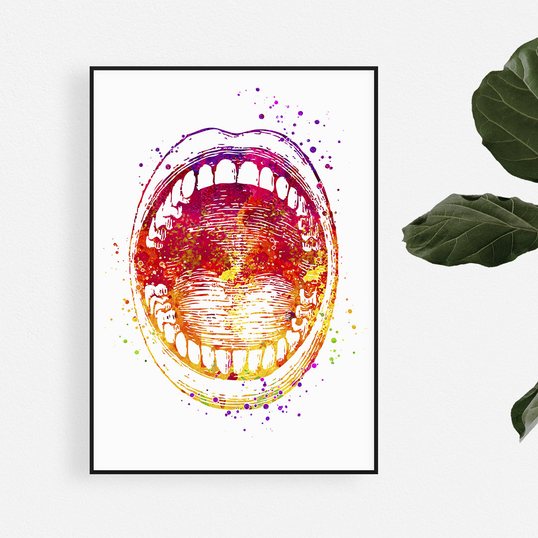 Open Mouth Watercolor Art Print