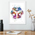 Multicolored watercolor insulin print, showcasing hormone structure, perfect for health professionals and educators.