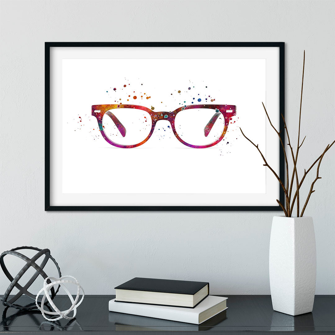 Vibrant eyeglasses art print, adding charm and style to any eye care professional space