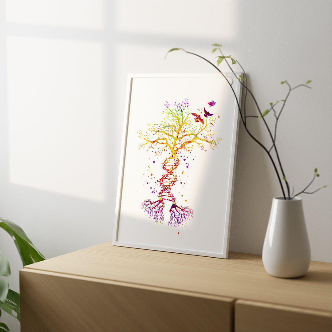 DNA Tree Watercolor Art Print Science Art