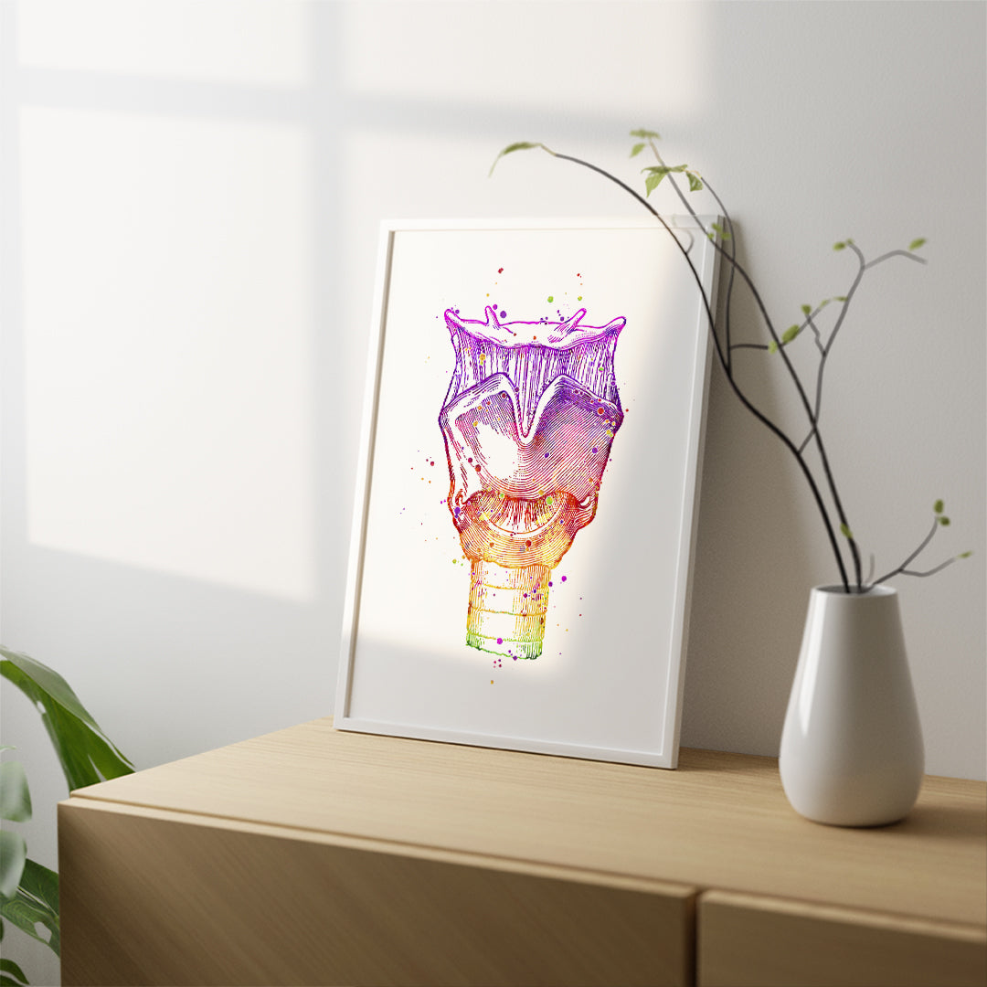 Anatomical larynx watercolor print, a beautiful and educational art piece for speech therapists and ENT clinics