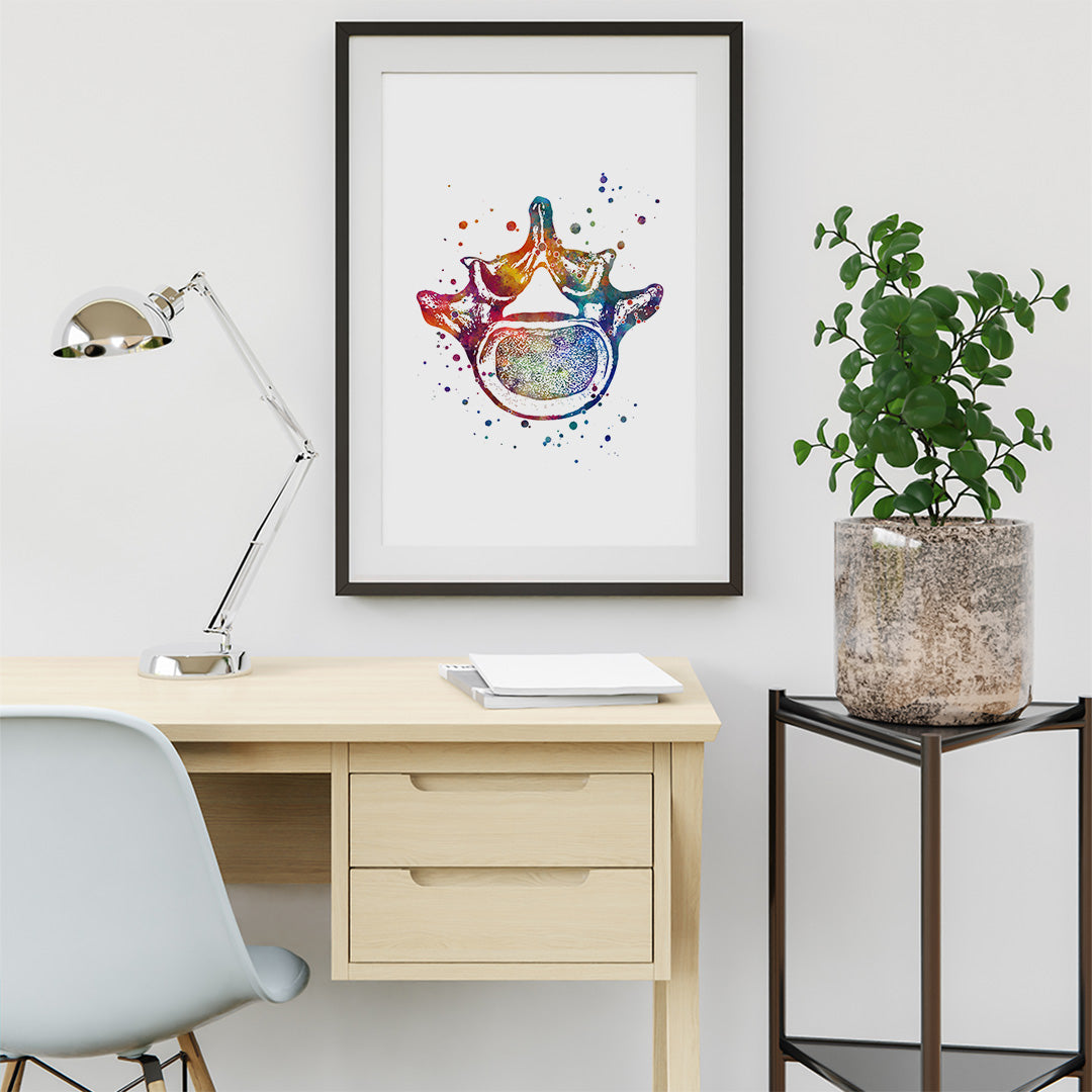 Lumbar Vertebra Watercolor Anatomy Art Print