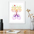 Beautiful lung tree watercolor art featuring a bird, ideal for pulmonology offices or nature-inspired medical decor