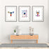 Set of 3 prints featuring detailed watercolor art of male and female reproductive systems and fertilization process, for medical offices