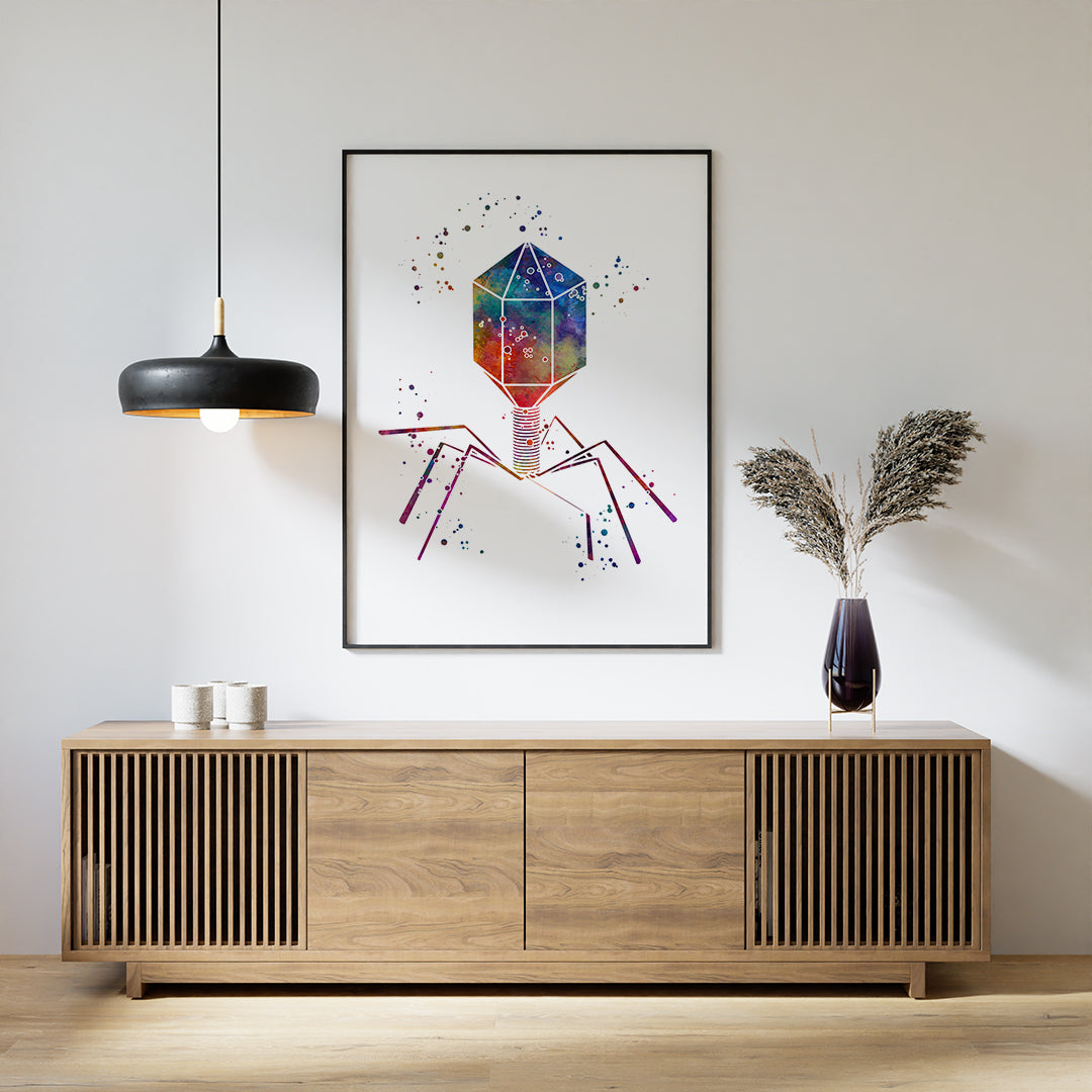 Bacteriophage Virus Biology Art Colorful Print