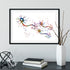 Neural Connections Art Print - Dynamic watercolor design illustrating nerve impulses, a unique decor piece for clinics and science classrooms