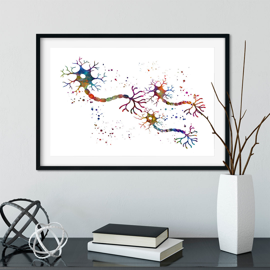 Connexion Of Neurons Nerve Impulse Watercolor Print