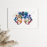 Eye care decor: watercolor phoropter print in vibrant colors, ideal for medical office walls.