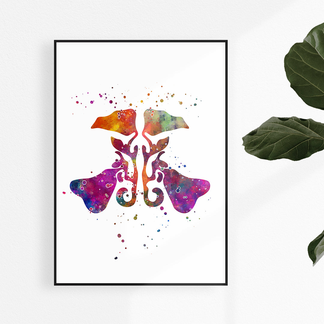 Colorful watercolor sinuses anatomy print, ideal for medical professionals specializing in rhinosinusitis and ENT.