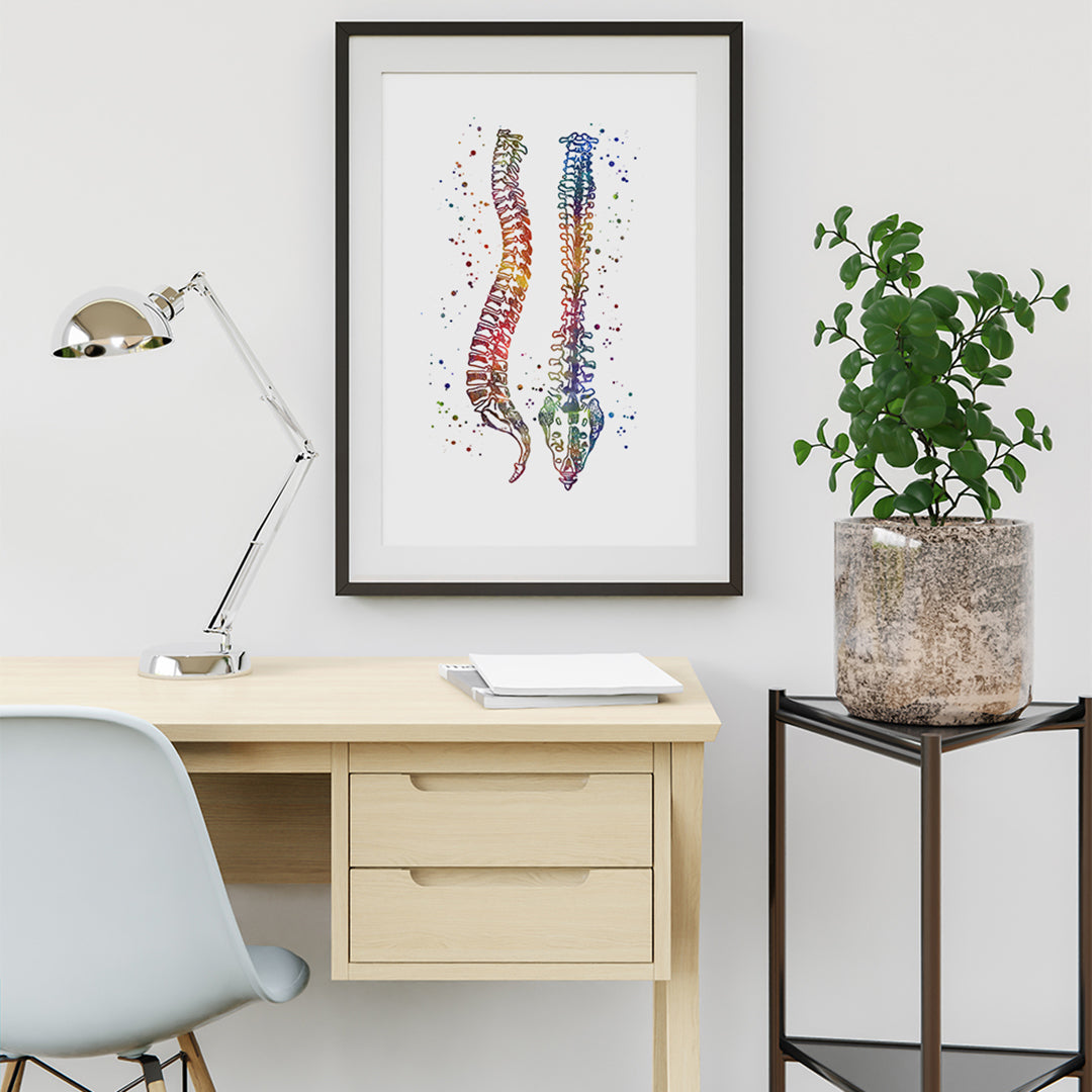 Vibrant watercolor pine print for doctor office decor.