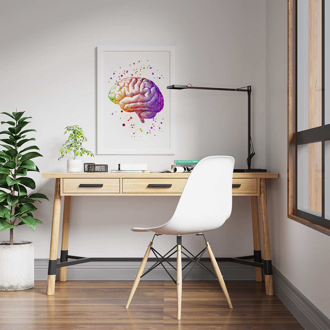 Human Brain Atnatomy Watercolor Artwork