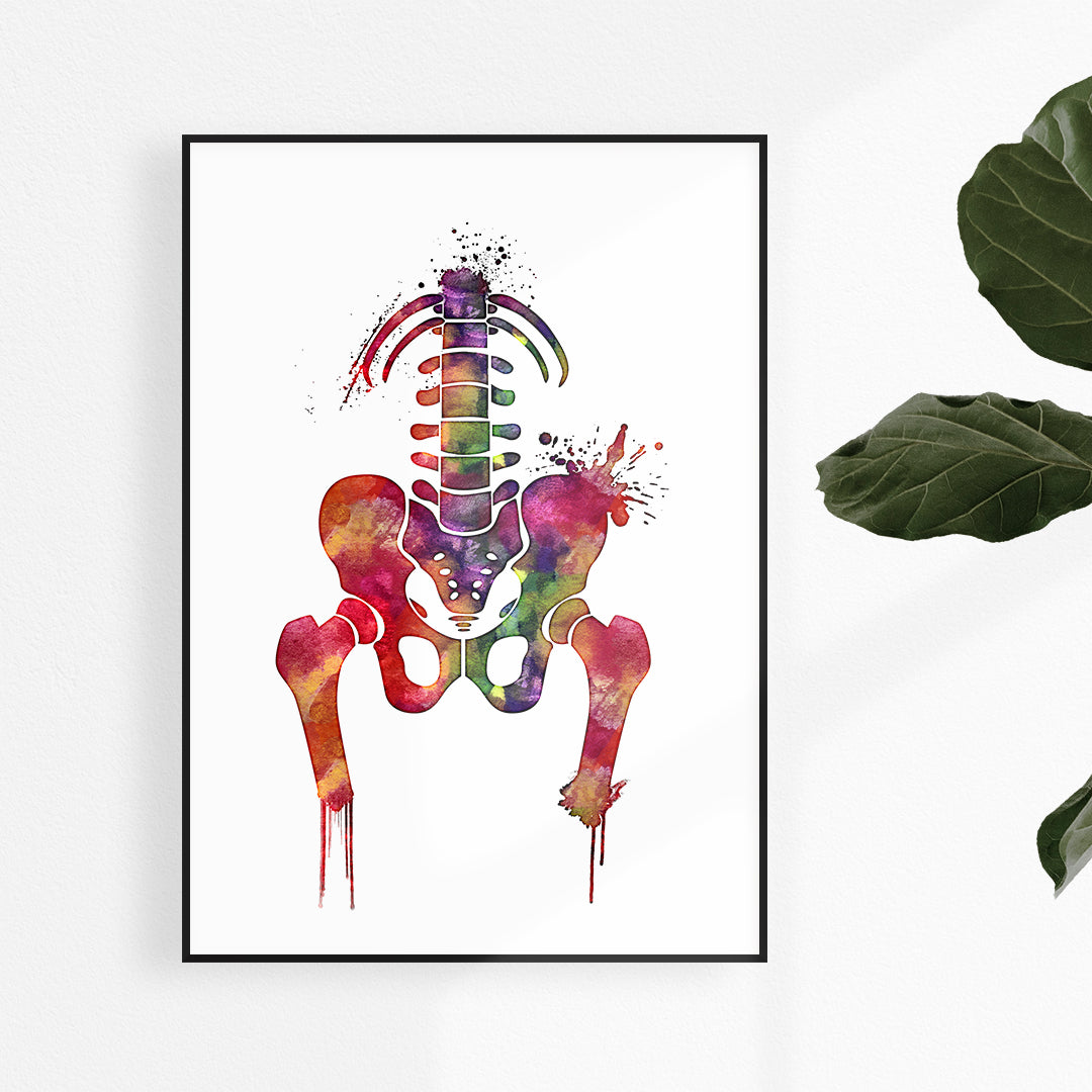 Pelvis Girdle, Аbstract Anatomy Watercolor Art Print