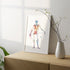 Skeleton Watercolor Print, Chiropractor Office decor