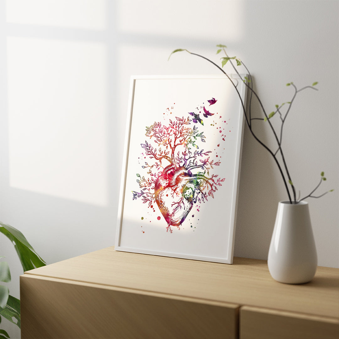 Anatomy Art Heart Tree Watercolor Print