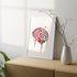 Artistic brain illustration with splashy watercolor effects, ideal for medical, psychology, or art-focused spaces.