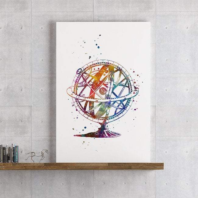 Astronomy Art Armillary Sphere Watercolor Print Science art