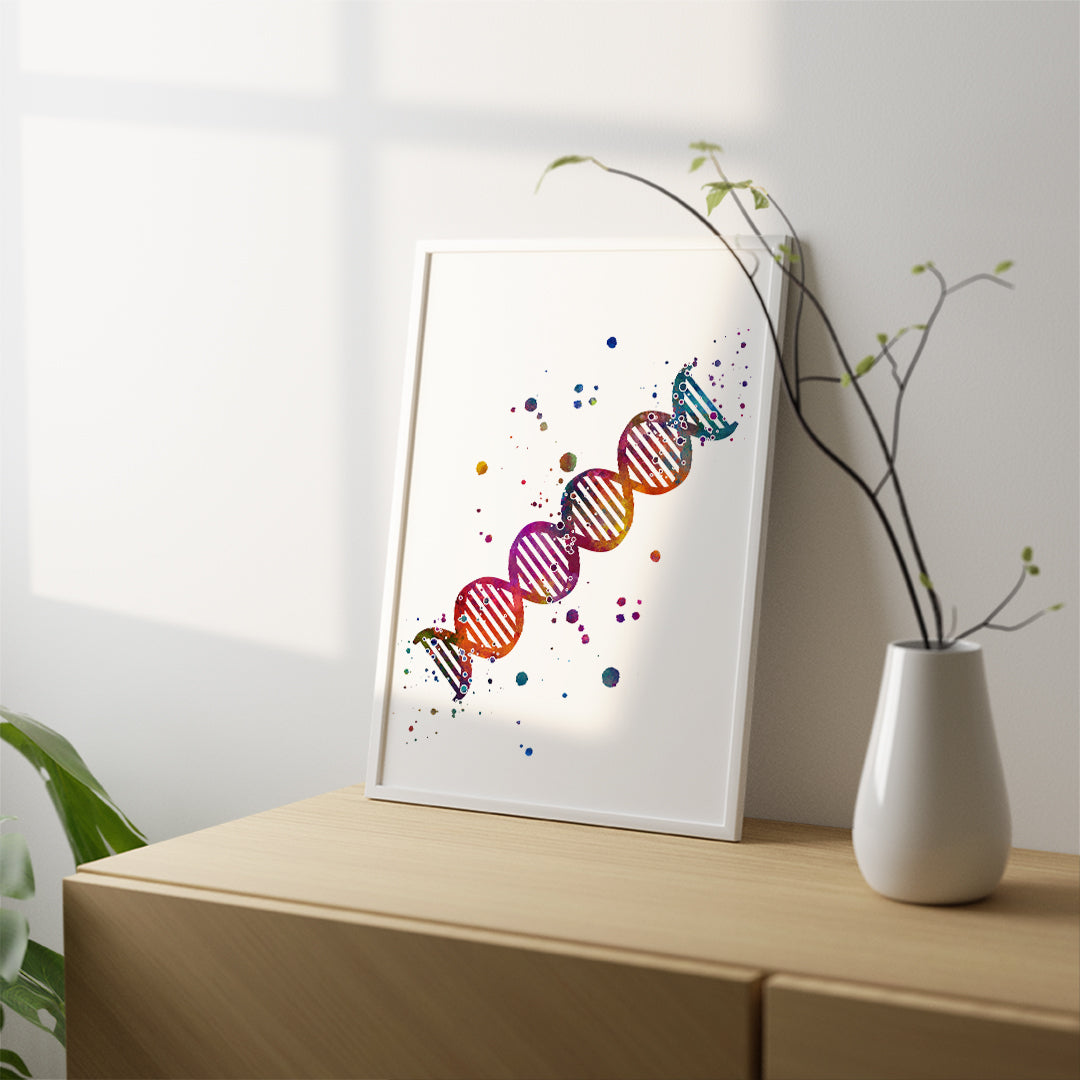 DNA Colorful Watercolor Print