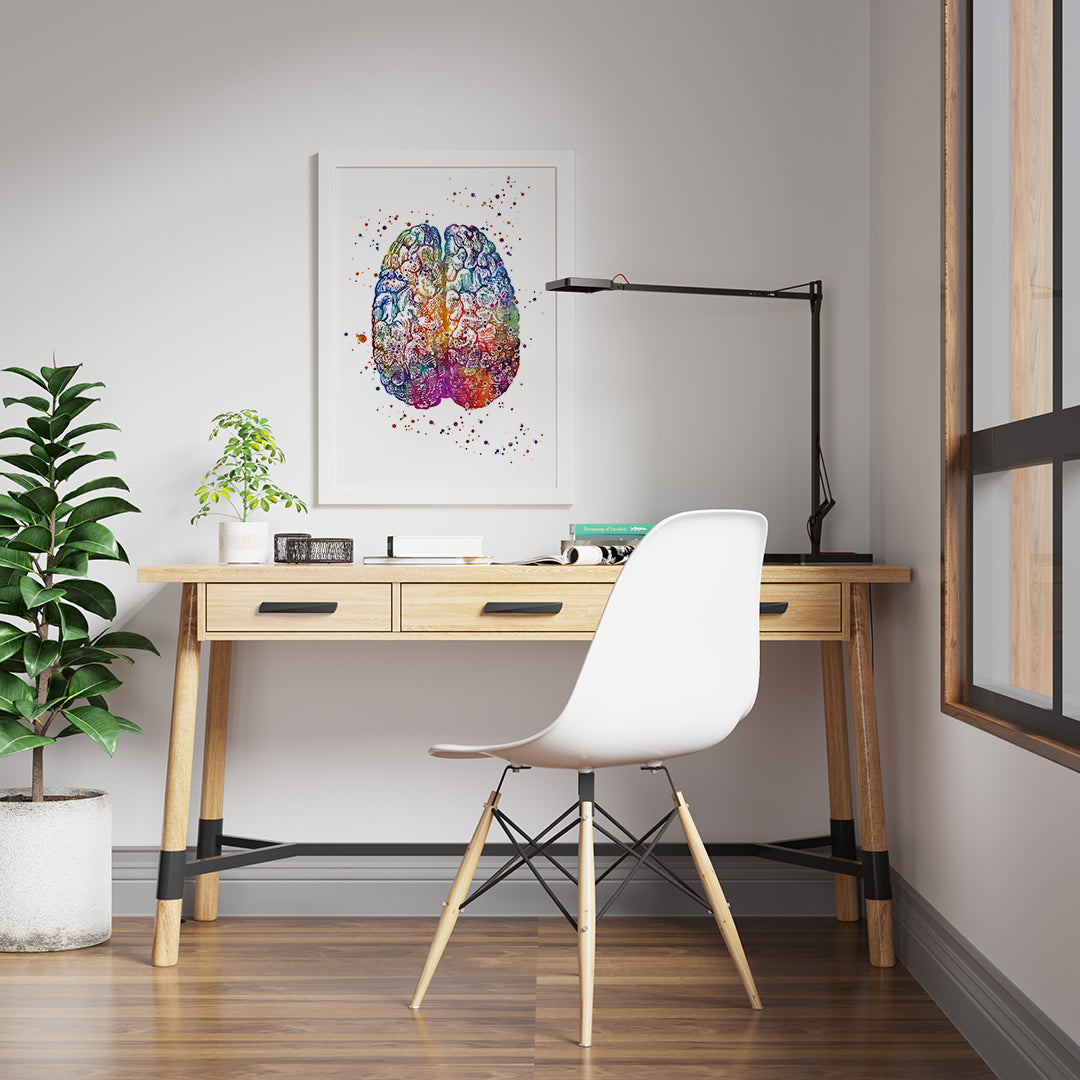 Brain Anatomy Art Print – Watercolor Poster for Medical Office
