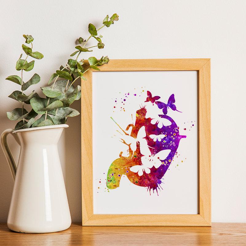 Butterflies in the Stomach Fun Anatomy Watercolor Print