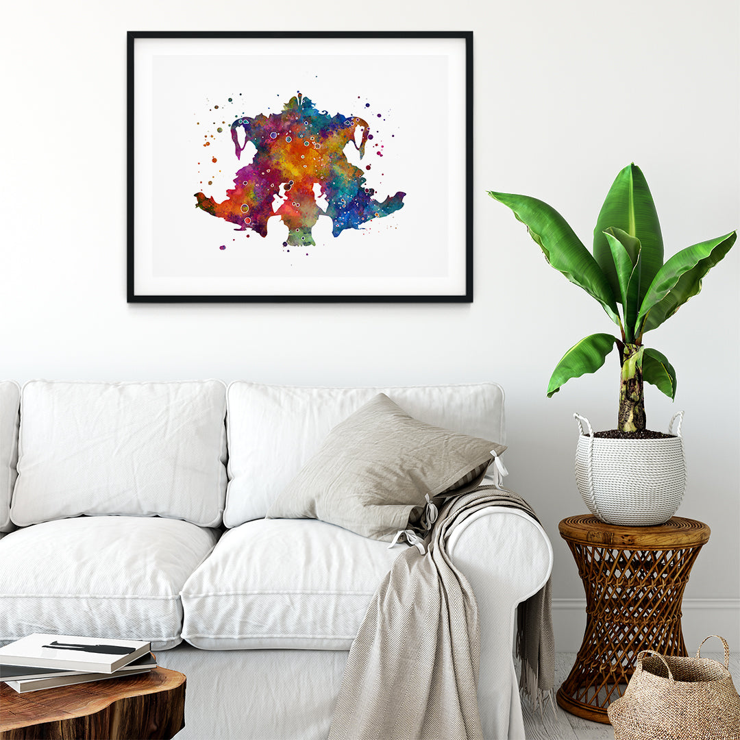 Rorschach Ink Blot Colorful Watercolor Art Print
