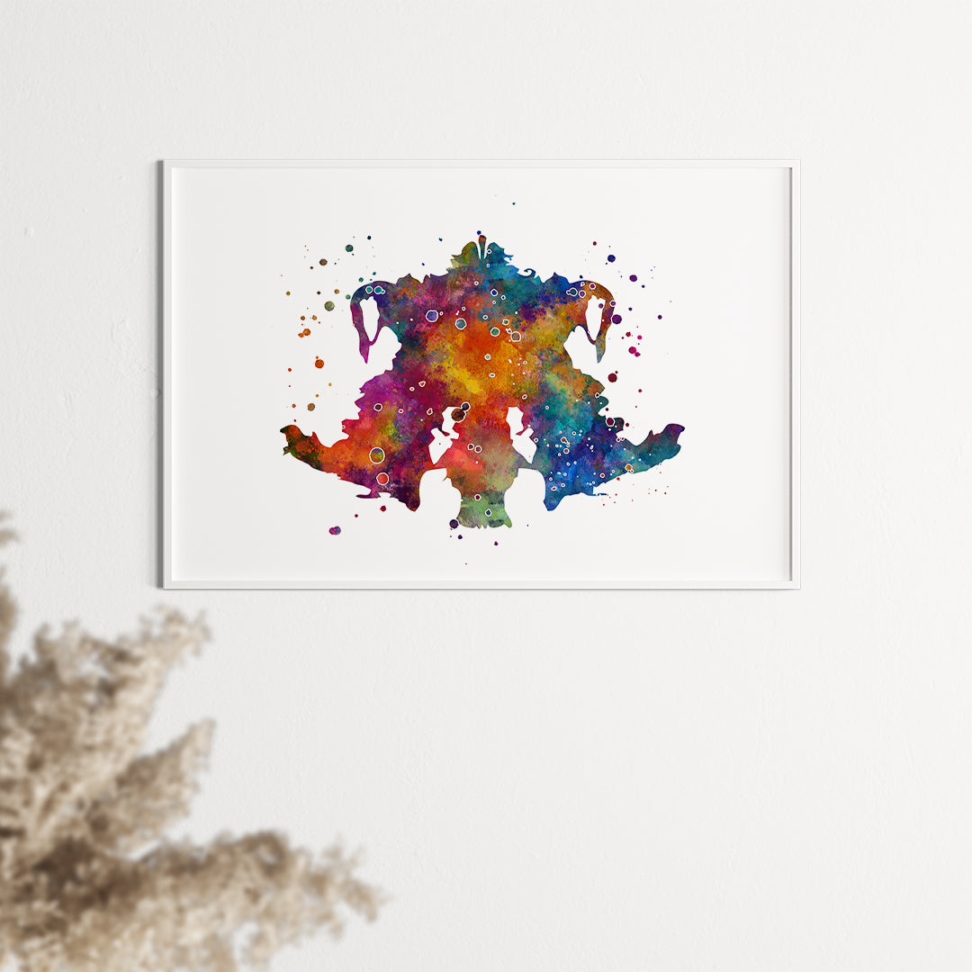 Vibrant watercolor Rorschach print to add artistic flair to counseling spaces