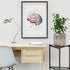 Colorful brain anatomy art print in watercolor, great for neuroscience offices or medical classrooms.