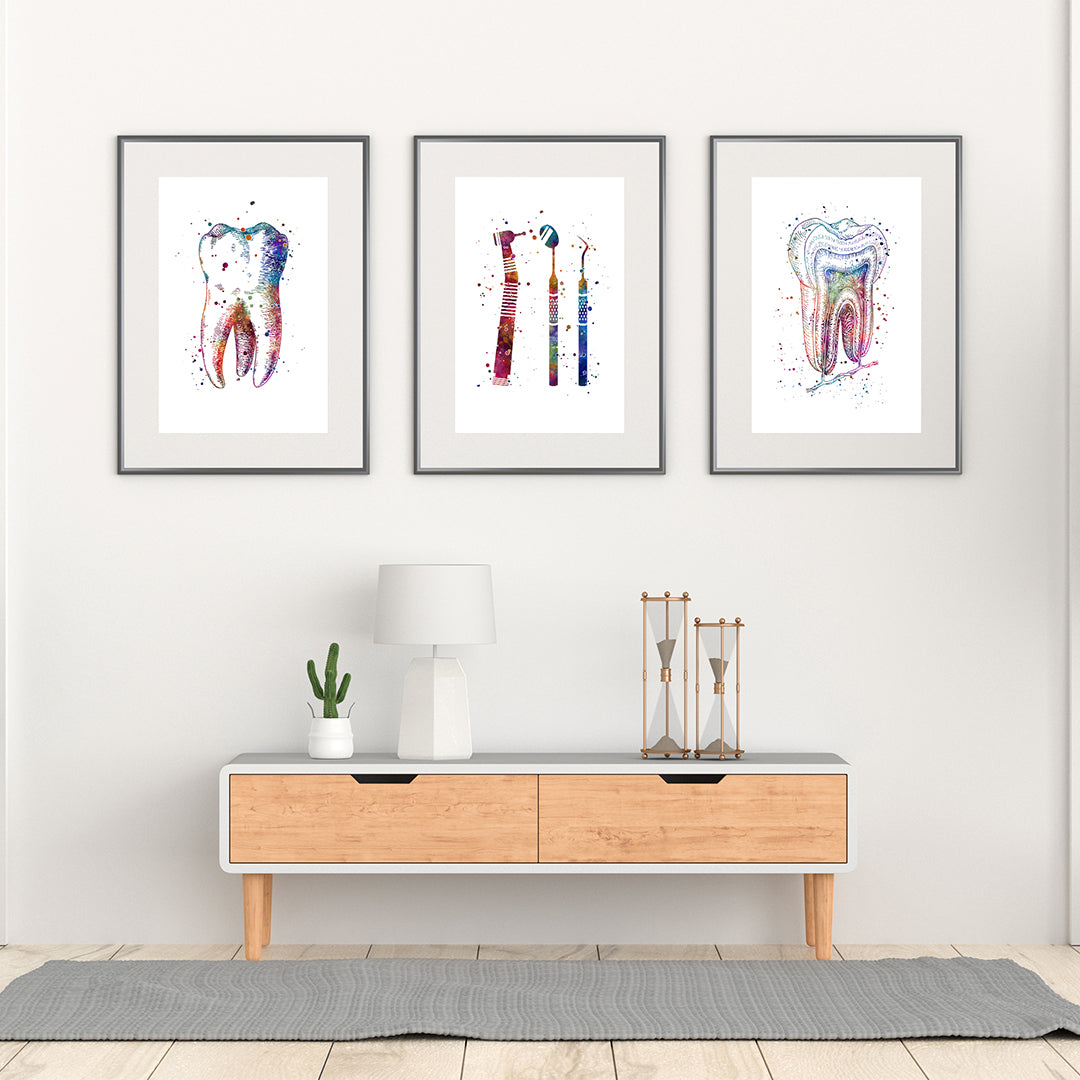 igh-quality dental art set for modern dentist clinic interior design.