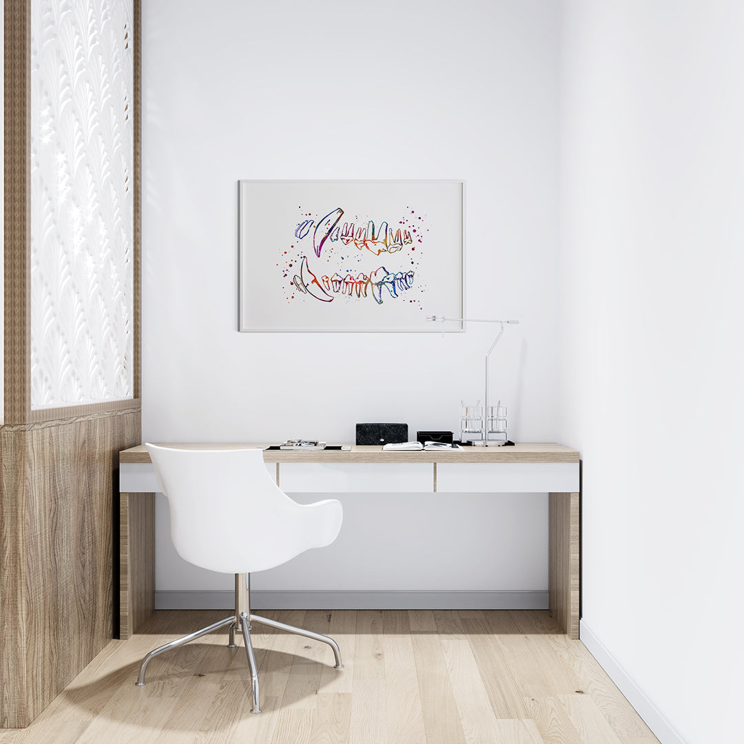 Dog Teeth Chart Watercolor Print Veterinary Dentistry Decor