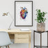 Colorful human heart watercolor artwork, printed on luxurious textured paper, great for doctors' offices, clinics, or as a gift.