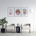 ENT anatomy art set of 3; colorful watercolor prints for medical office decor.