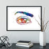 Human eye and eyebrow anatomy art in vibrant watercolor, perfect for educational decor.