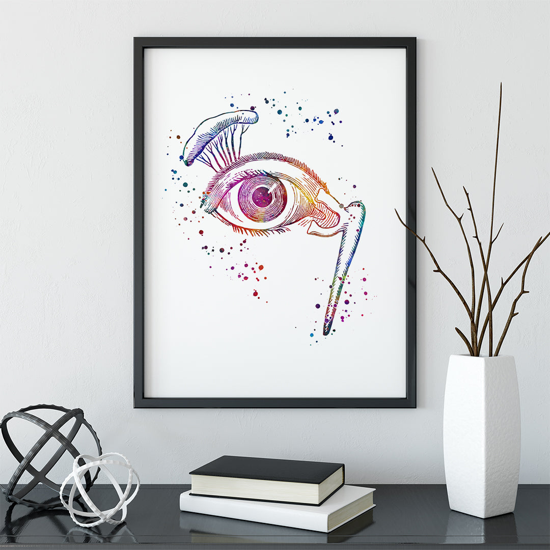 Ophthalmology art print featuring eye anatomy, ideal for medical and educational settings.