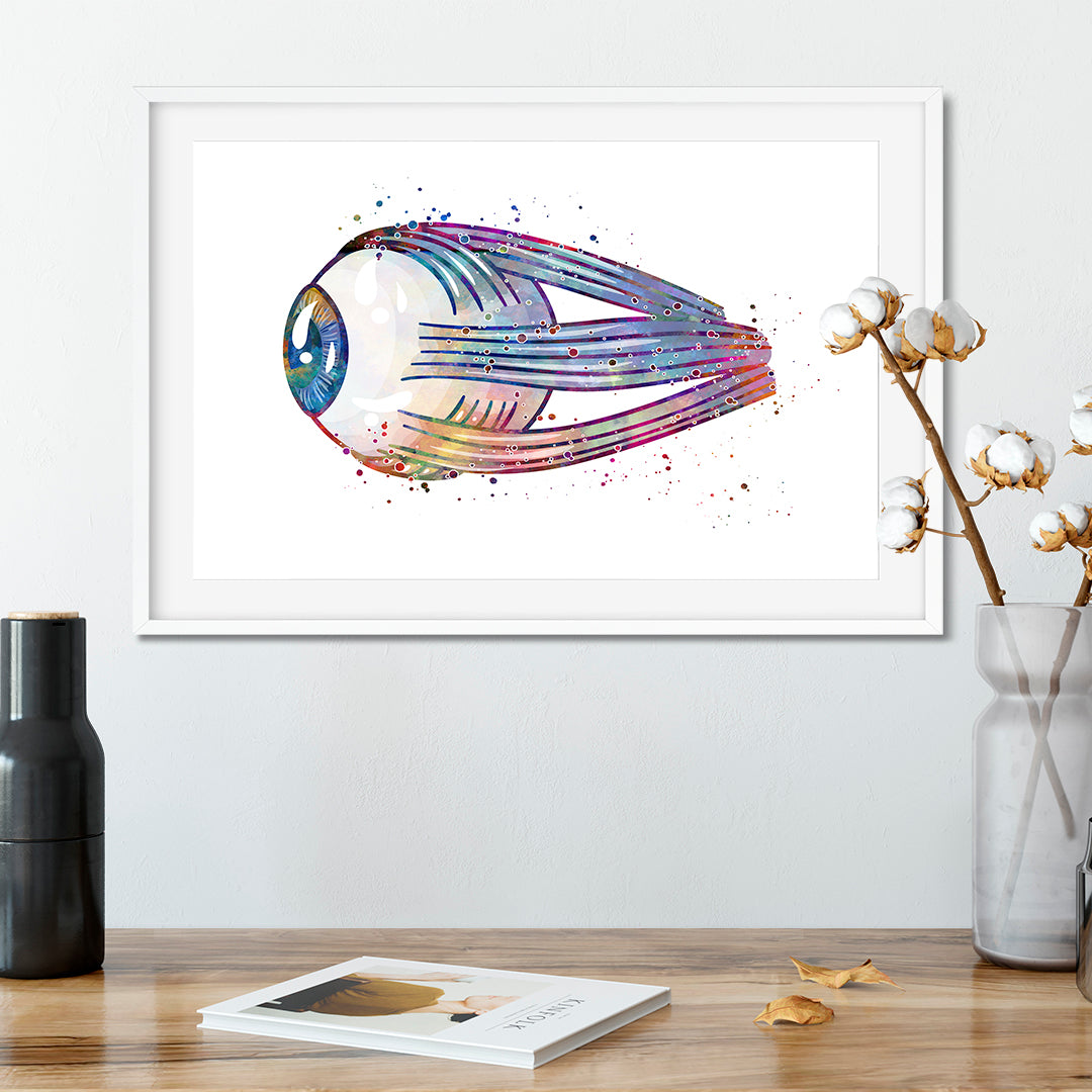 Human eye anatomy watercolor artwork, perfect decor for ophthalmology and medical enthusiasts