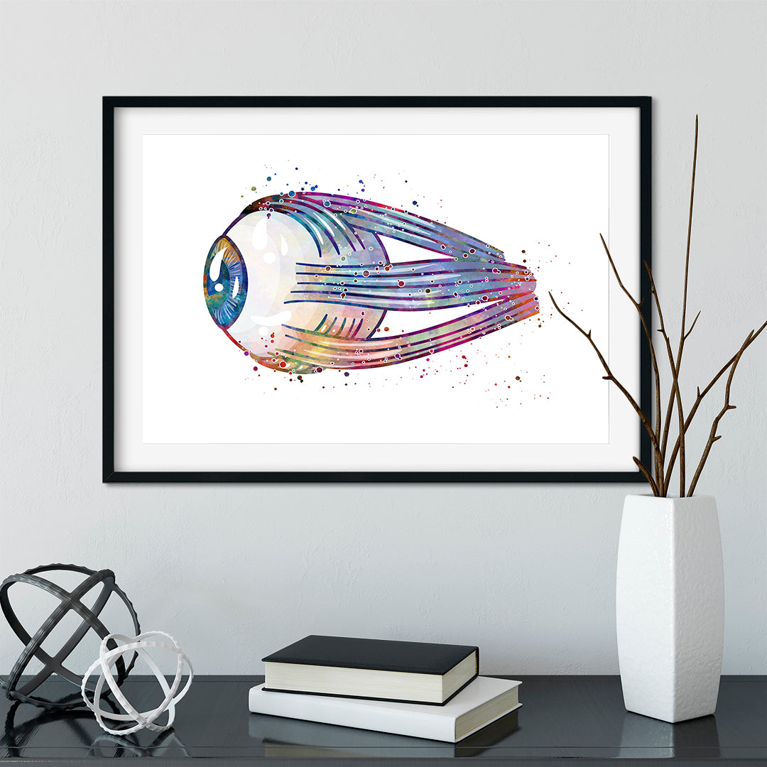 Vivid anatomical art print of the human eye, a unique addition to any healthcare space