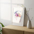 Bright, anatomical watercolor print of the human eye, decor for optometry or eye care spaces.