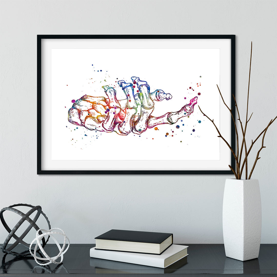 Human Palm Bones Watercolor Art Print