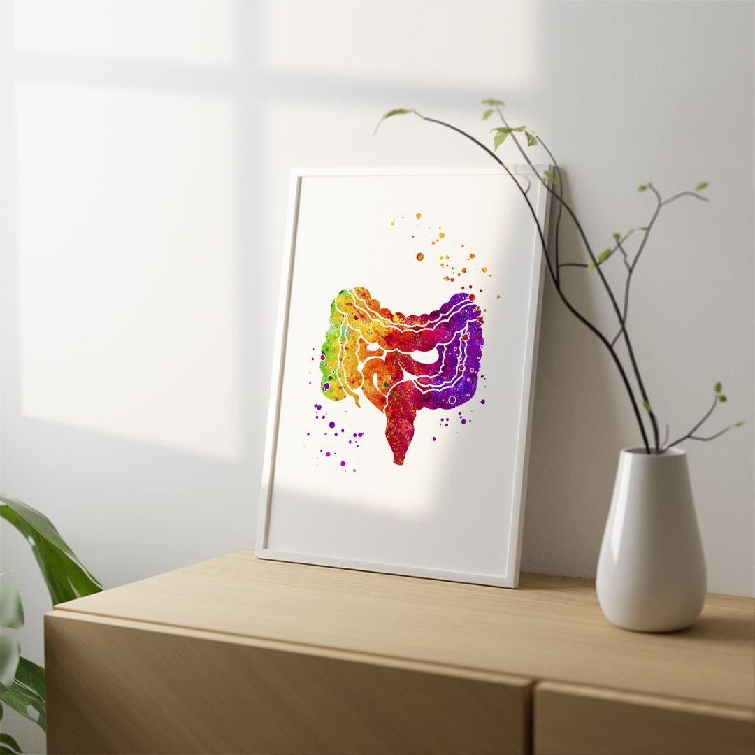 Lower Gastrointestinal GI Tract Watercolor Art Print