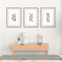 Set of DNA art prints in watercolor with A, B, and Z molecular forms, perfect for a science-inspired space