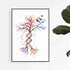 DNA Tree watercolor print blending science and nature, colorful genetics-themed wall decor for home or classroom.