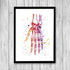 Hand and wrist bones anatomy art watercolor print
